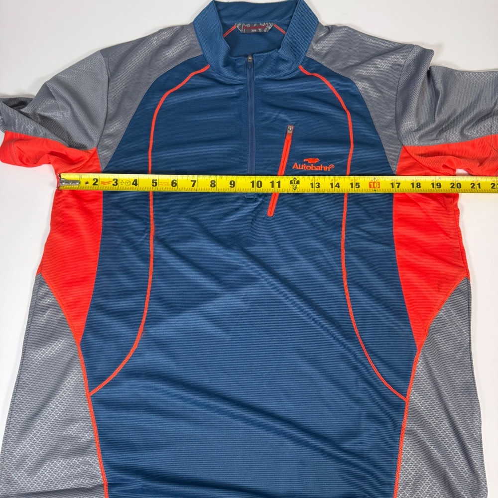 Autobahn Cycling Jersey Mens 105 Blue Orange Gray Colorblock Quarter Zip Shirt - Picture 9 of 12